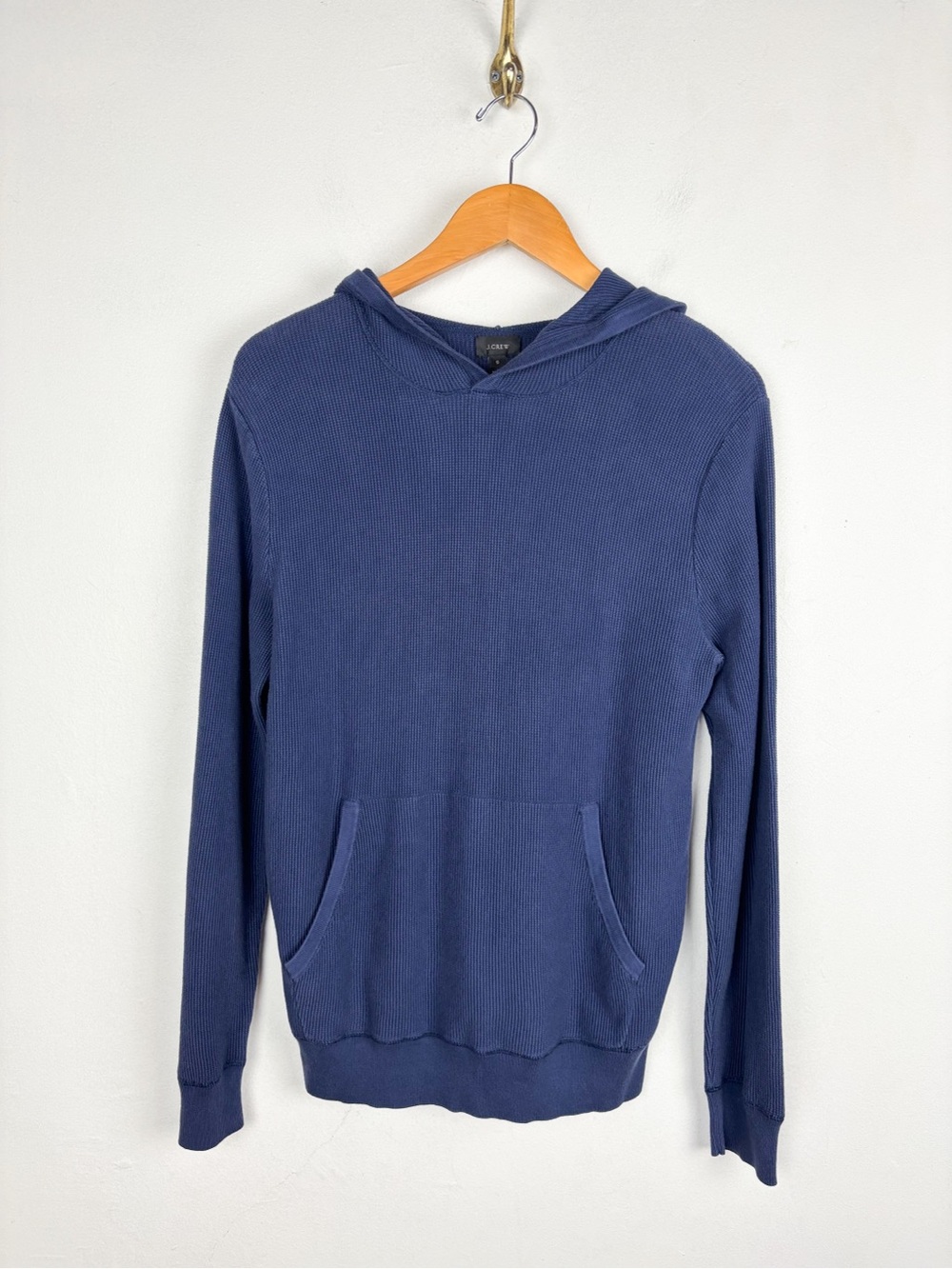 J. Crew Men’s Blue Waffle Knit Cotton Hoodie Sz S